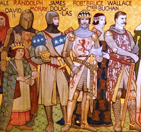 Notable figures in the first Scottish War of Independence, Detail from a frieze in the entrance hall of the Scottish National Portrait Gallery, Edinburgh, Photo by William Hole, Wikimedia Commons