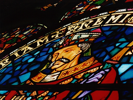 Stained glass window at Lincoln Cathedral, England - Photo by Robin Simpson